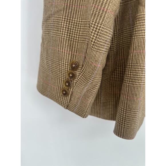 Lands End Beige Plaid Women Wool Cashmere Blazer Jacket 22W Preppy Twee Academic - Picture 5 of 8